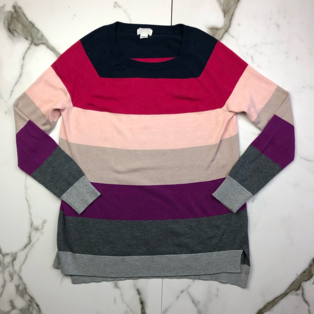 Caslon Striped Color Block Sweater Size Small